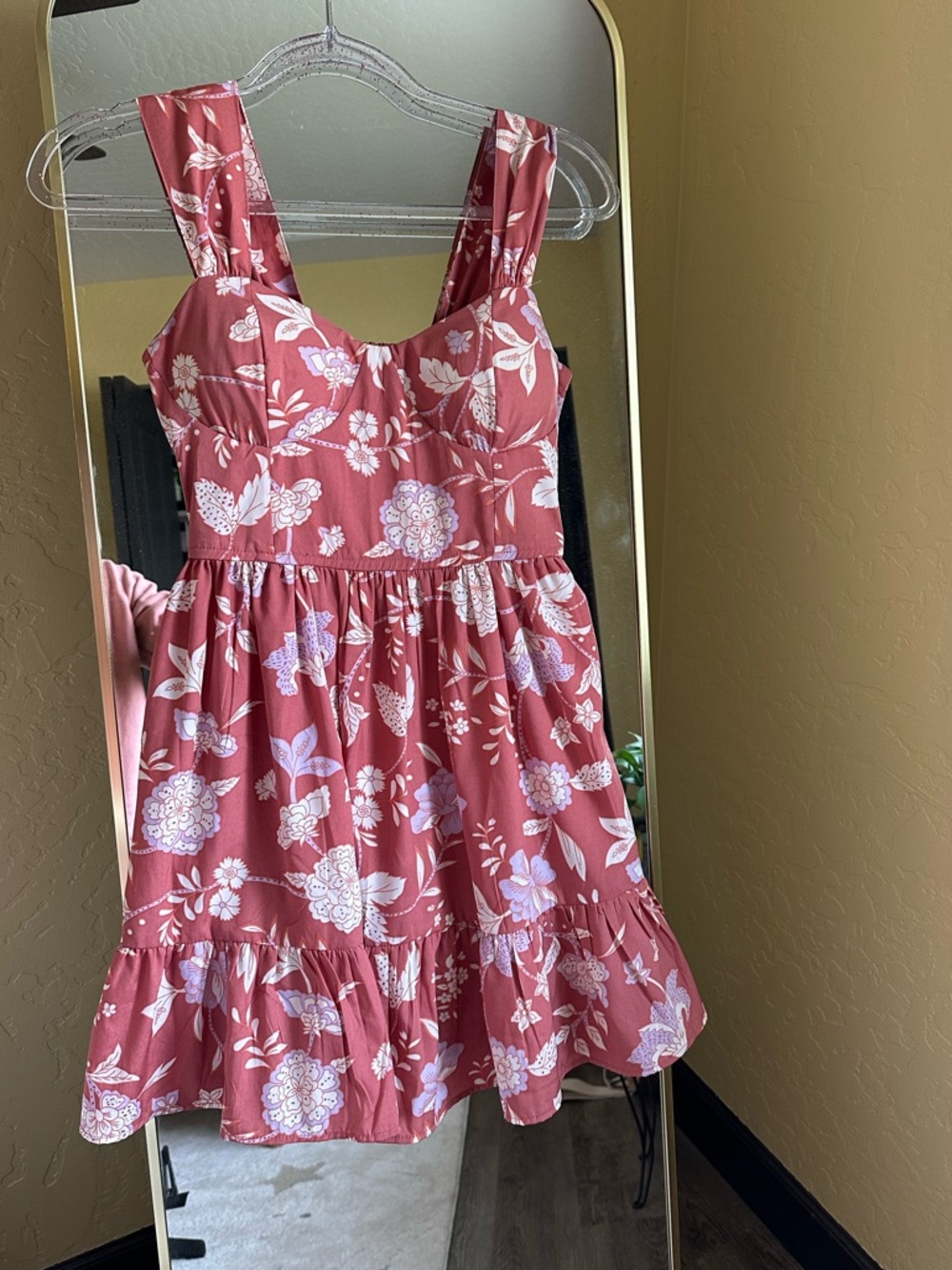 Band Of The Free Floral Sweetheart Mini Dress in Dusty Rose - Size S
